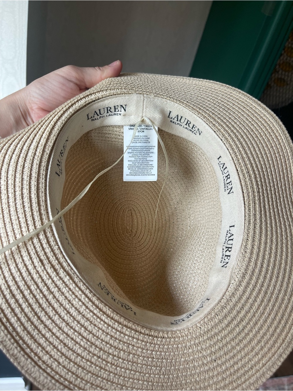 Lauren Ralph Lauren Straw Fedora Hat Women’s woven Sun Beach packable O/S - Picture 5 of 5
